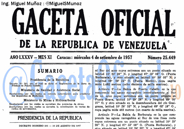 Gaceta Oficial 25449 del 4 Septiembre 1957