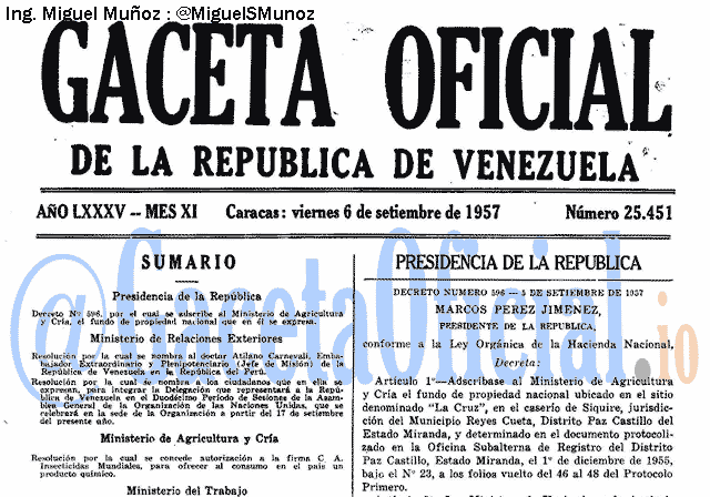 Gaceta Oficial 25451 del 6 Septiembre 1957