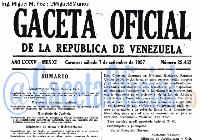 Gaceta Oficial 25452 del 7 Septiembre 1957
