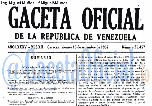 Gaceta Oficial 25457 del 13 Septiembre 1957
