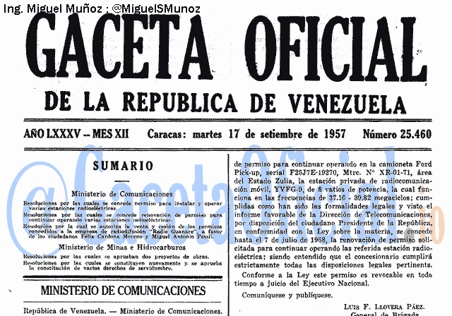 Gaceta Oficial 25460 del 17 Septiembre 1957