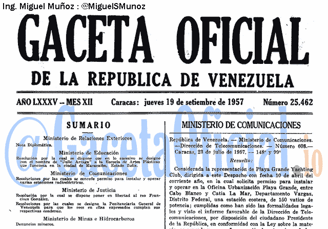 Gaceta Oficial 25462 del 19 Septiembre 1957