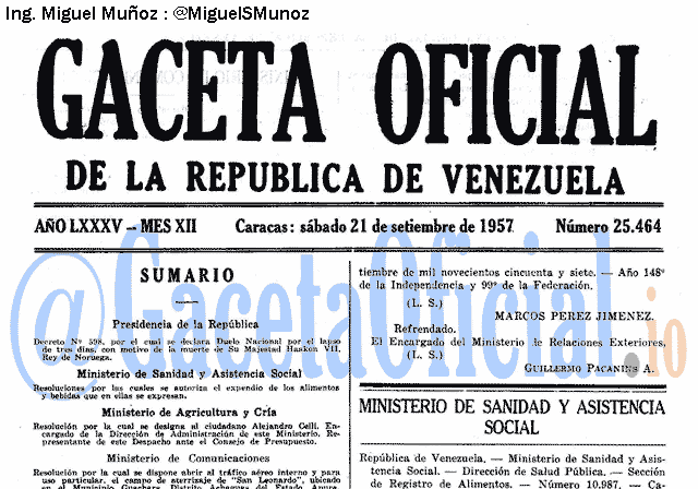 Gaceta Oficial 25464 del 21 Septiembre 1957