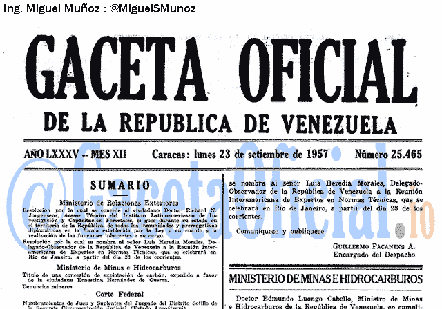 Gaceta Oficial 25465 del 23 Septiembre 1957