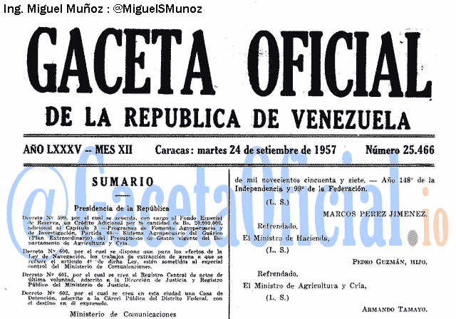 Gaceta Oficial 25466 del 24 Septiembre 1957