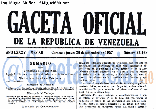 Gaceta Oficial 25468 del 26 Septiembre 1957