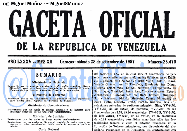 Gaceta Oficial 25470 del 28 Septiembre 1957