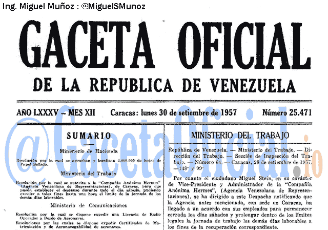Gaceta Oficial 25471 del 30 Septiembre 1957