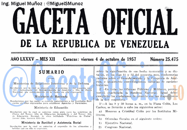 Gaceta Oficial 25475 del 4 Octubre 1957