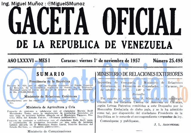Gaceta Oficial 25498 del 1 Noviembre 1957