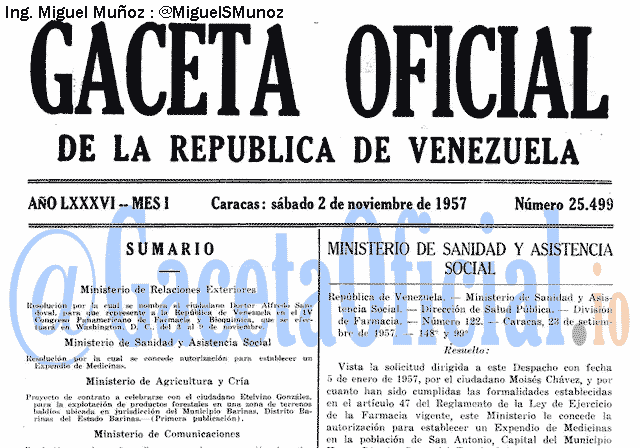 Gaceta Oficial 25499 del 2 Noviembre 1957
