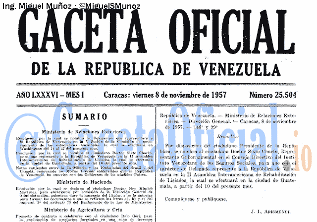 Gaceta Oficial 25504 del 8 Noviembre 1957