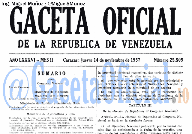 Gaceta Oficial 25509 del 14 Noviembre 1957