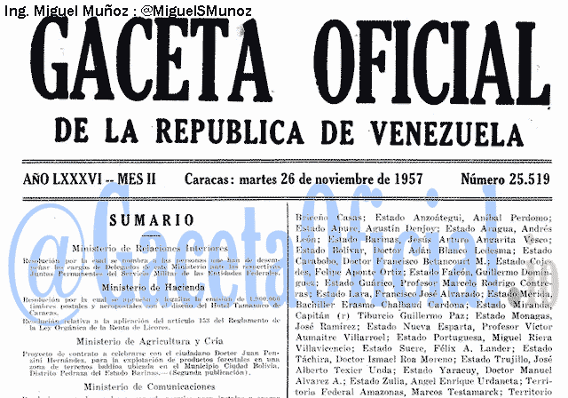 Gaceta Oficial 25519 del 26 Noviembre 1957