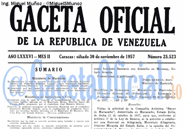 Gaceta Oficial 25523 del 30 Noviembre 1957