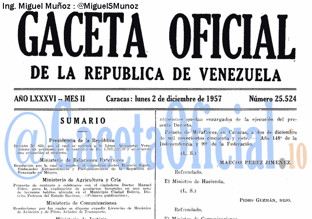 Gaceta Oficial 25524 del 2 Diciembre 1957