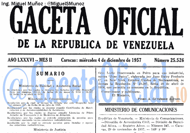 Gaceta Oficial 25526 del 4 Diciembre 1957