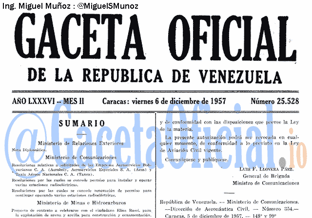 Gaceta Oficial 25528 del 6 Diciembre 1957