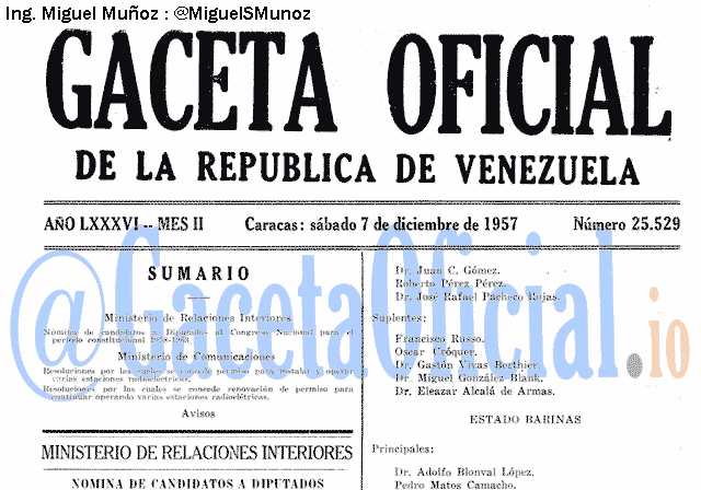 Gaceta Oficial 25529 del 7 Diciembre 1957