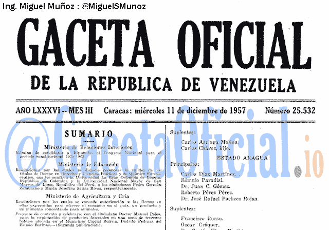 Gaceta Oficial 25532 del 11 Diciembre 1957