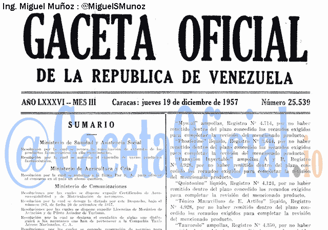 Gaceta Oficial 25539 del 19 Diciembre 1957