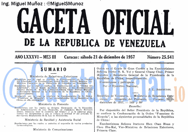 Gaceta Oficial 25541 del 21 Diciembre 1957