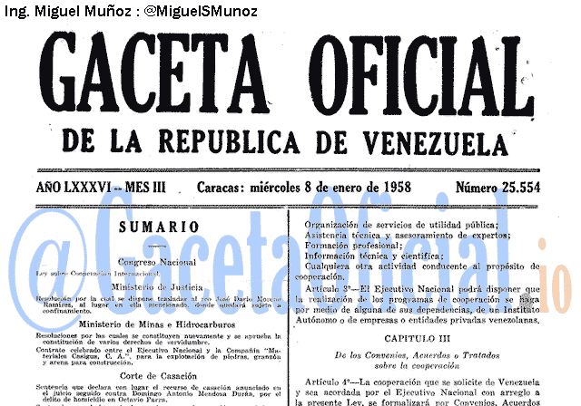 Gaceta Oficial 25554 del 8 Enero 1958