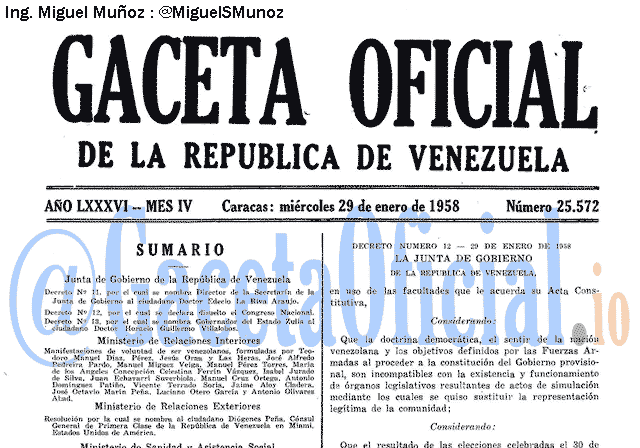 Gaceta Oficial 25572 del 29 Enero 1958