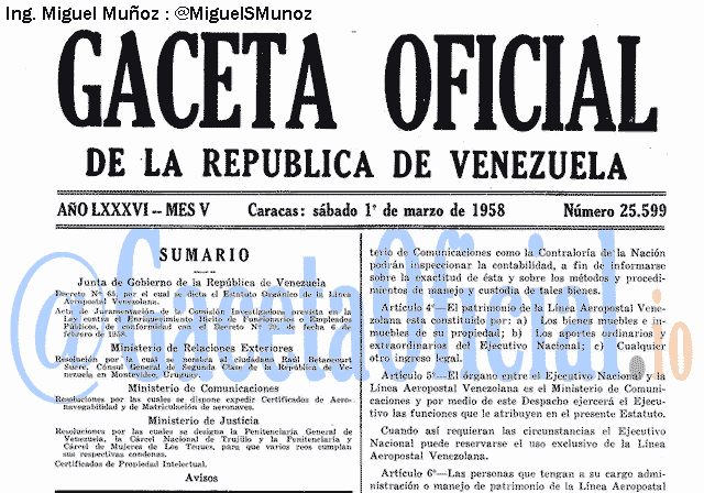 Gaceta Oficial 25599 del 1 Marzo 1958