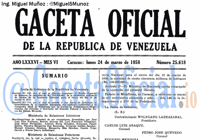 Gaceta Oficial 25618 del 24 Marzo 1958