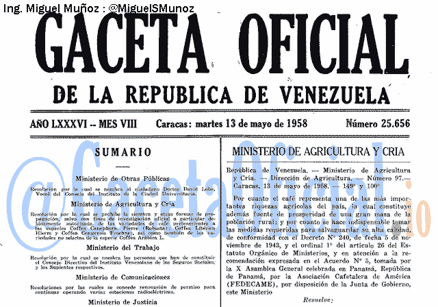 Gaceta Oficial 25656 del 13 Mayo 1958