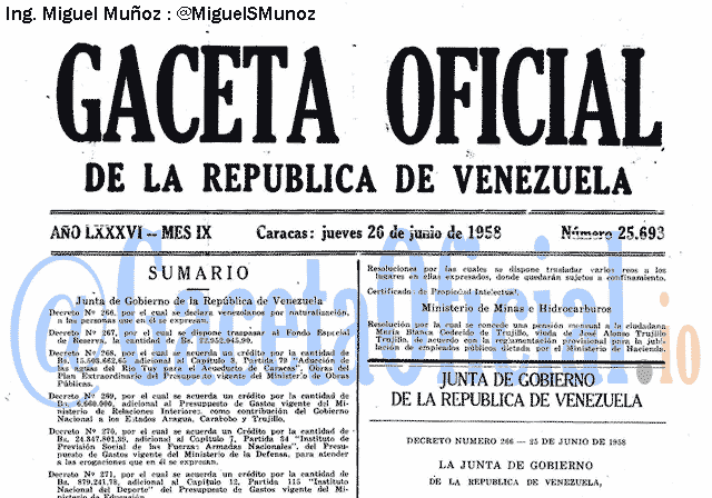 Gaceta Oficial 25693 del 26 Junio 1958
