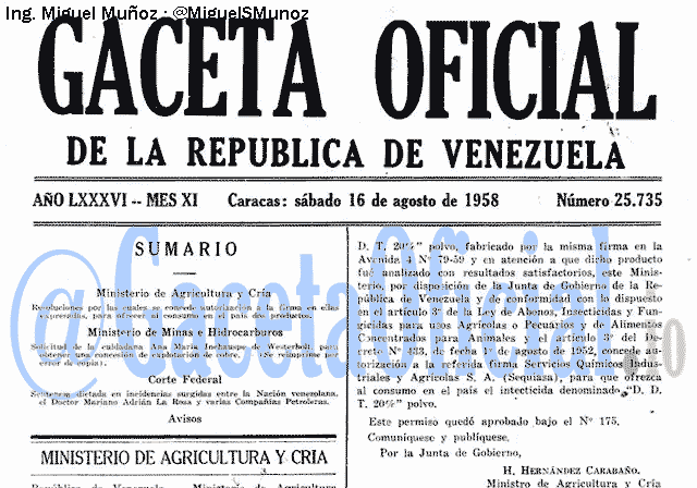 Gaceta Oficial 25735 del 16 Agosto 1958