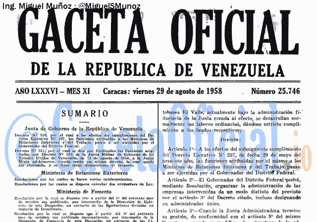 Gaceta Oficial 25746 del 29 Agosto 1958