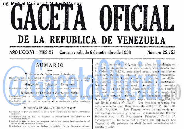 Gaceta Oficial 25753 del 6 Septiembre 1958