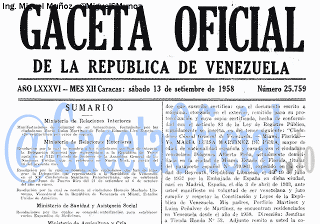 Gaceta Oficial 25759 del 13 Septiembre 1958