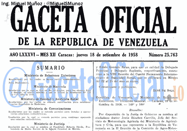 Gaceta Oficial 25763 del 18 Septiembre 1958