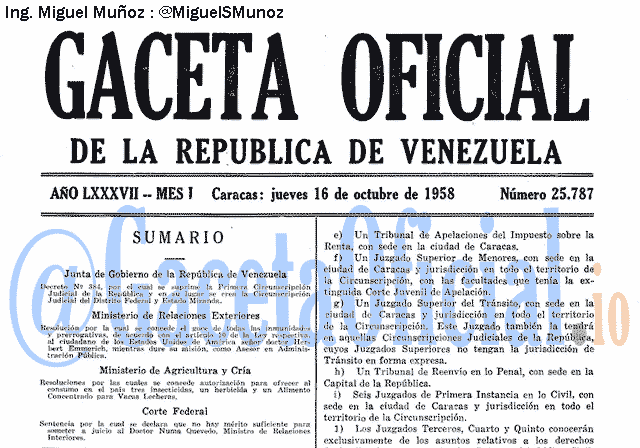Gaceta Oficial 25787 del 16 Octubre 1958