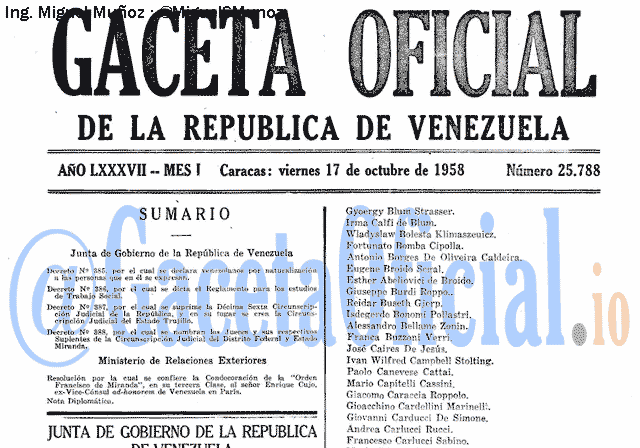 Gaceta Oficial 25788 del 17 Octubre 1958