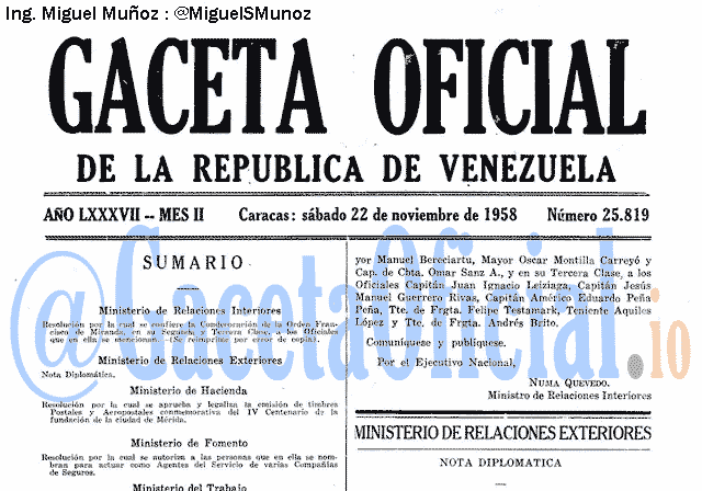 Gaceta Oficial 25819 del 22 Noviembre 1958