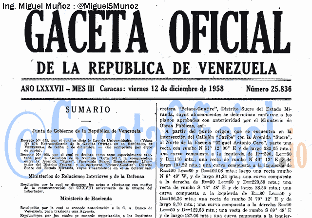 Gaceta Oficial 25836 del 12 Diciembre 1958