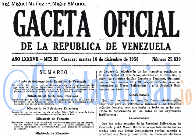 Gaceta Oficial 25839 del 16 Diciembre 1958