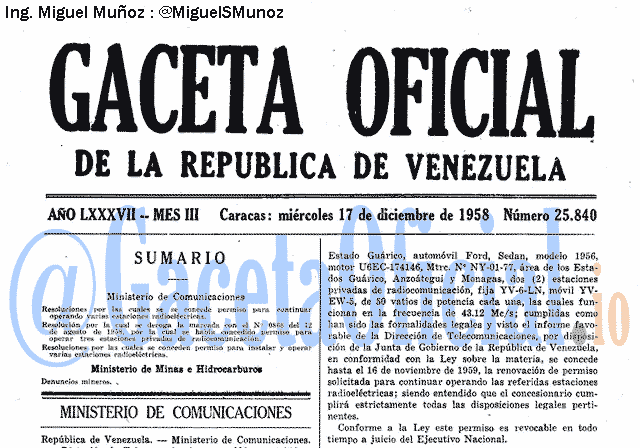 Gaceta Oficial 25840 del 17 Diciembre 1958