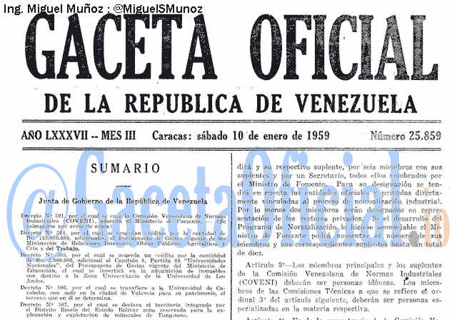 Gaceta Oficial 25859 del 10 Enero 1959