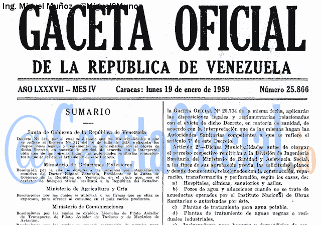 Gaceta Oficial 25866 del 19 Enero 1959