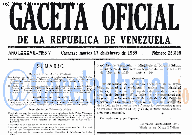 Gaceta Oficial 25890 del 17 Febrero 1959