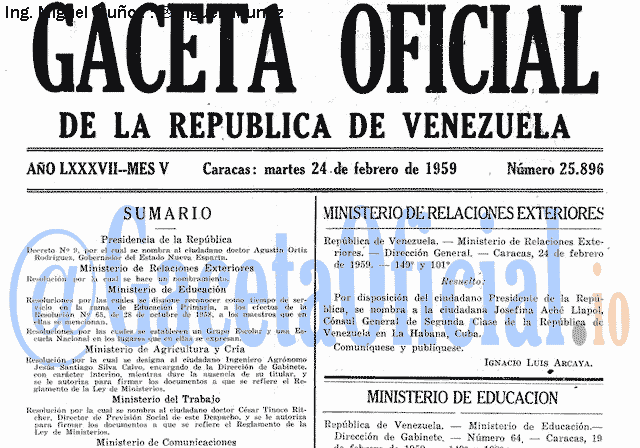 Gaceta Oficial 25896 del 24 Febrero 1959