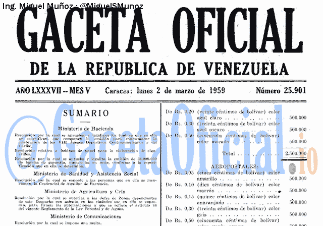 Gaceta Oficial 25901 del 2 Marzo 1959