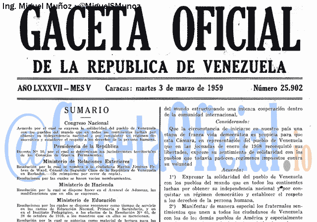 Gaceta Oficial 25902 del 3 Marzo 1959