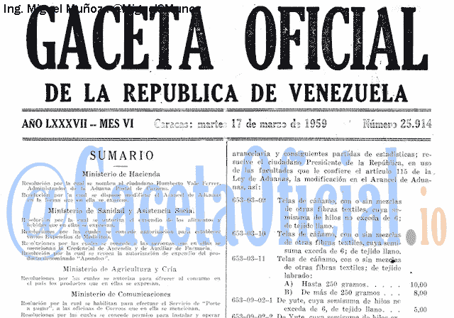 Gaceta Oficial 25914 del 17 Marzo 1959